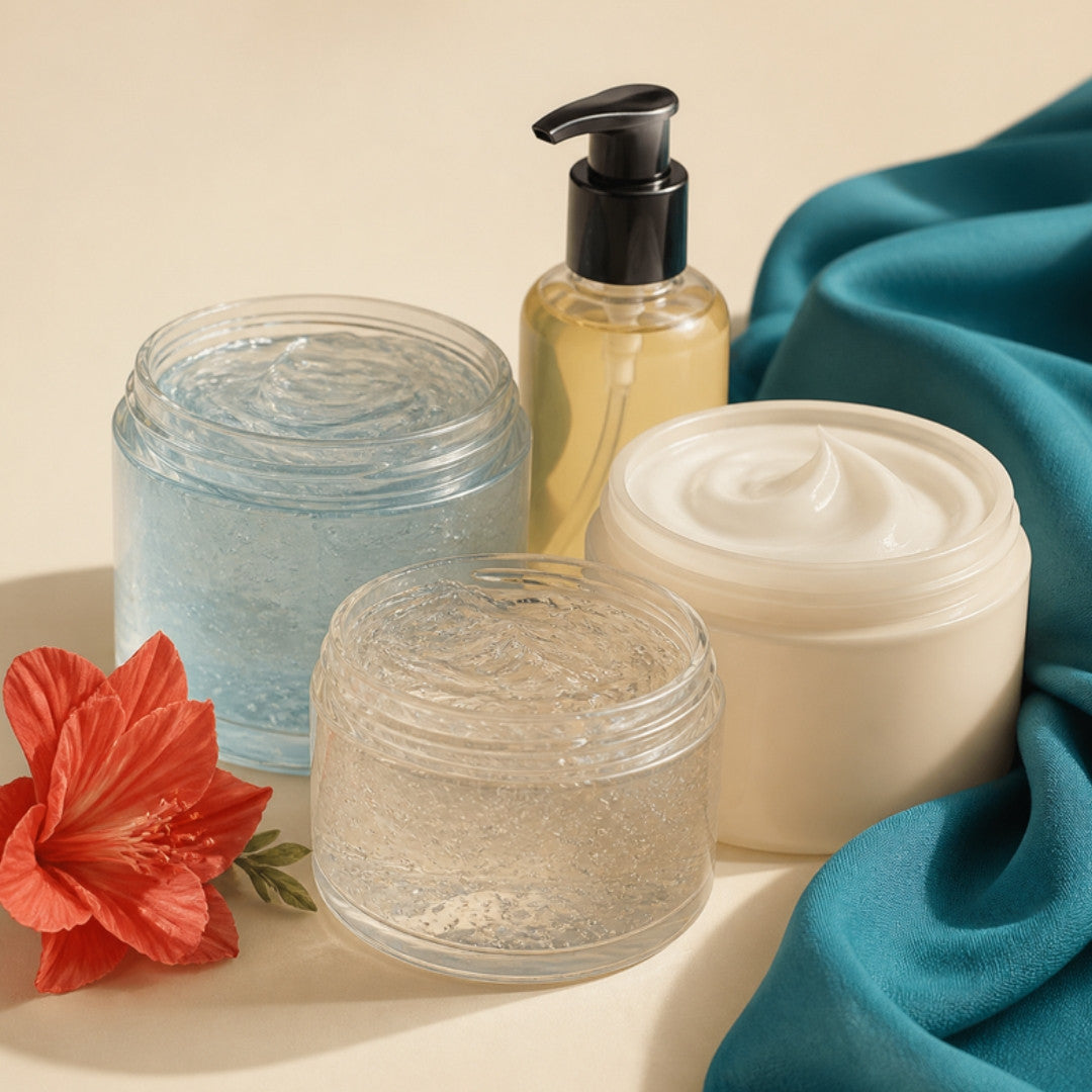 Styling products: gel, curl cream and serum