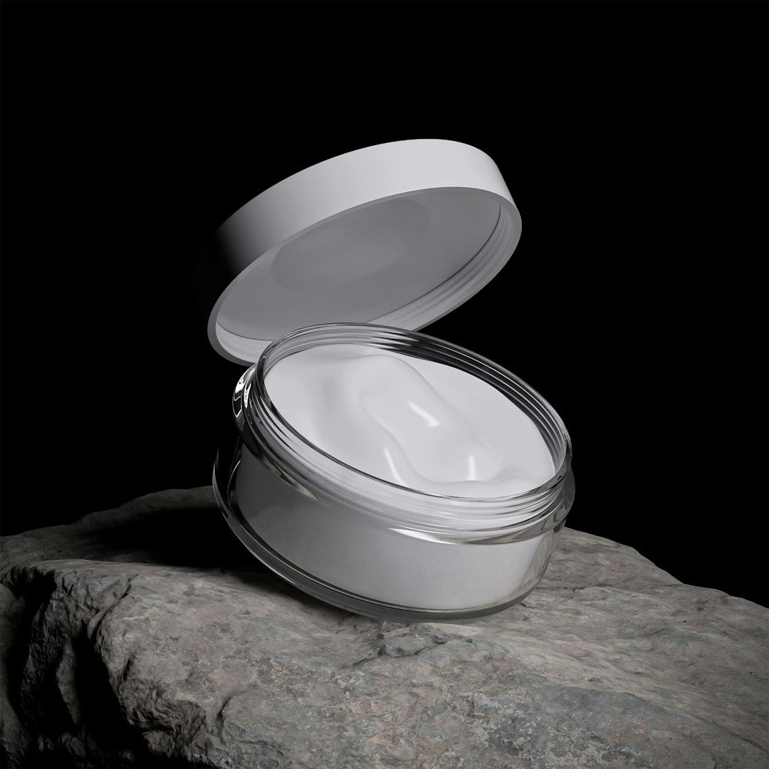 Open jar of body cream