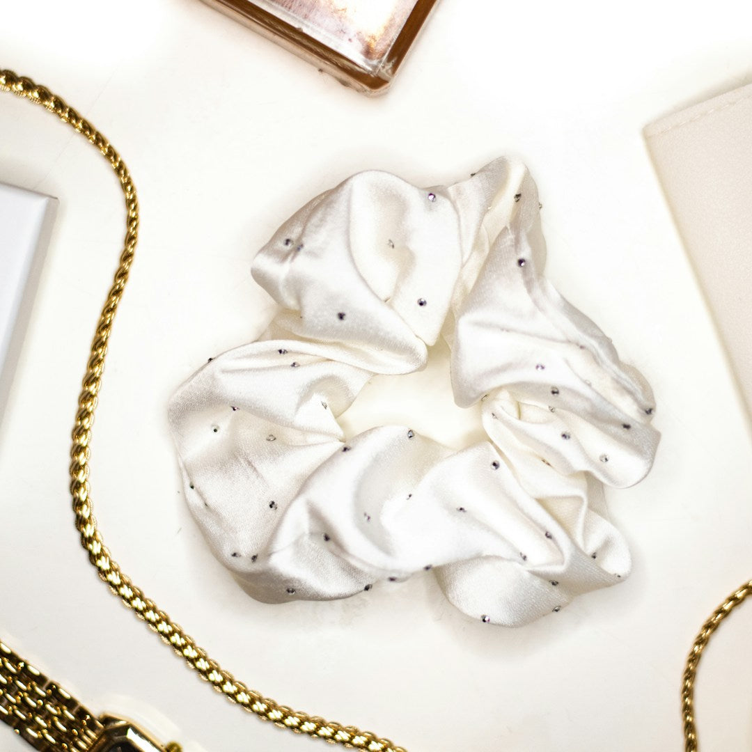 White satin scrunchie
